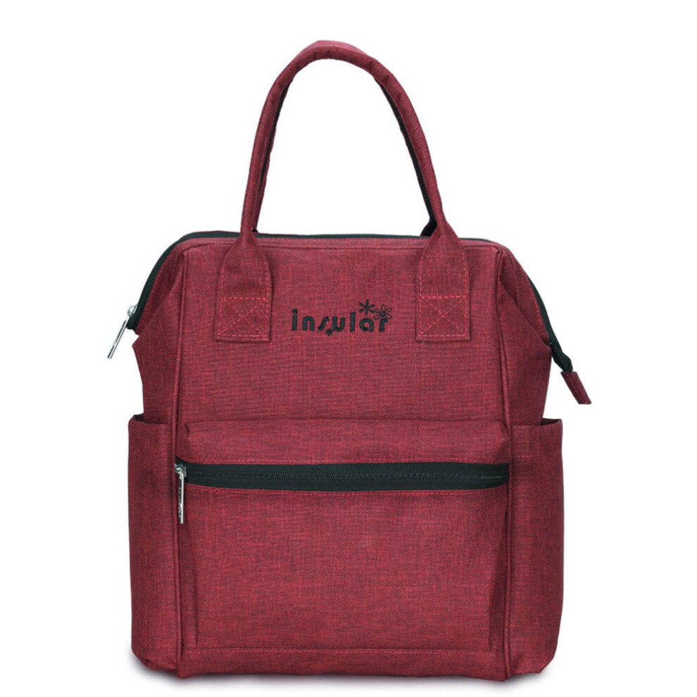 (Burgundy) Multifunctional Mommy Bag Excellent Water Resistance Nappy Backpack