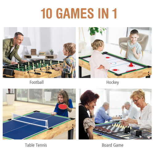 10-in-1 Combo Game Table Set Multi Game Table Set with Foosball 2