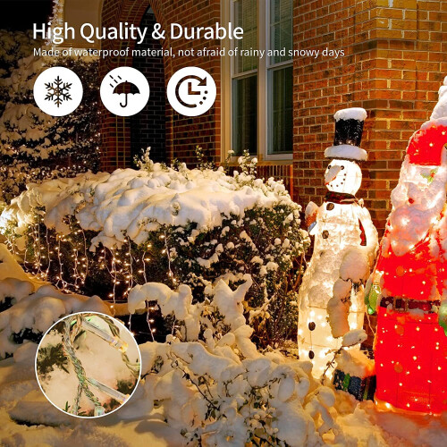 100 Warm White LEDs Multifunction Timer Clear Cable Outdoor String Fairy Lights 10M 2