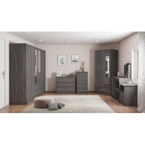 Nevada 6 Door 2 Drawer Mirrored Wardrobe Black Wood Grain 2