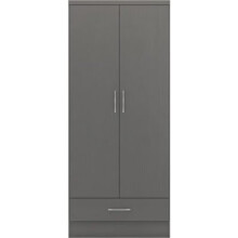 Nevada 2 Door 1 Drawer Wardrobe 3D Effect Grey