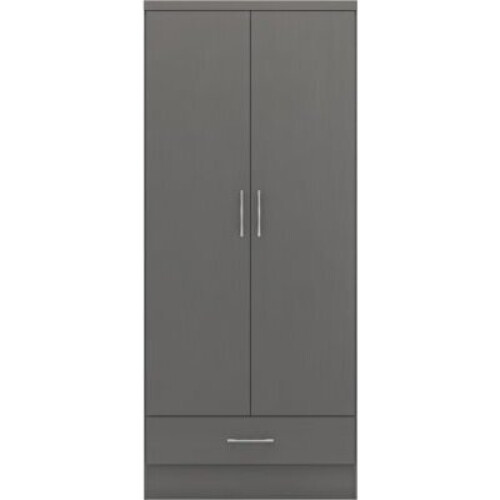 Nevada 2 Door 1 Drawer Wardrobe 3D Effect Grey