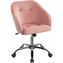 (Pink) Yaheetech Velvet Desk Chair for Home Office