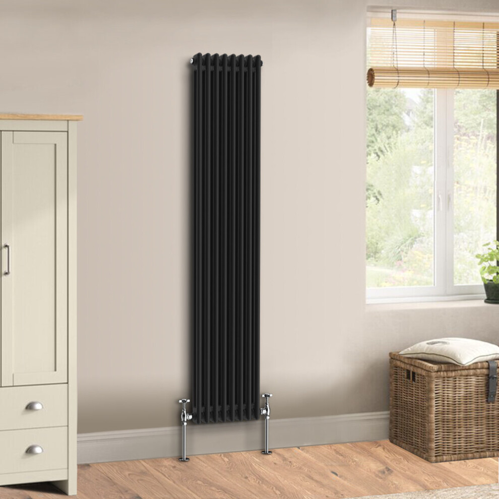 (1800 x 380mm - Double) Warmehaus Traditional Cast Iron Style Black Radiator Perfect for Bathrooms, Kitchen, Living Room Double Column Horizontal