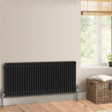 (600 x 1460mm - Double) Warmehaus Traditional Cast Iron Style Black Radiator Perfect for Bathrooms, Kitchen, Living Room Double Column Horizontal