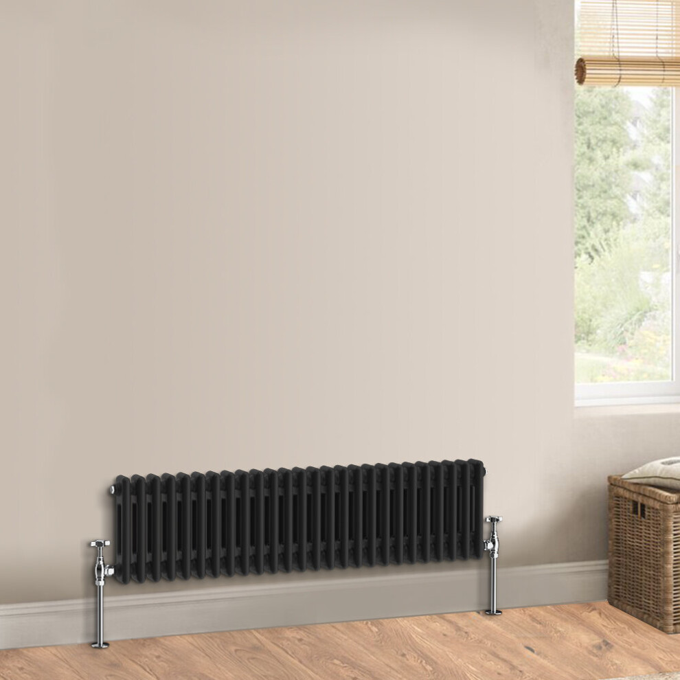 (300 x 1190mm - Double) Warmehaus Traditional Cast Iron Style Black Radiator Perfect for Bathrooms, Kitchen, Living Room Double Column Horizontal