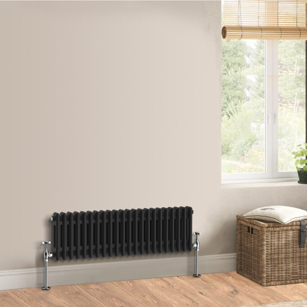 (300 x 1010mm - Double) Warmehaus Traditional Cast Iron Style Black Radiator Perfect for Bathrooms, Kitchen, Living Room Double Column Horizontal