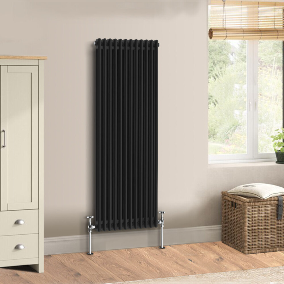 (1500 x 560mm - Double) Warmehaus Traditional Cast Iron Style Black Radiator Perfect for Bathrooms, Kitchen, Living Room Double Column Horizontal