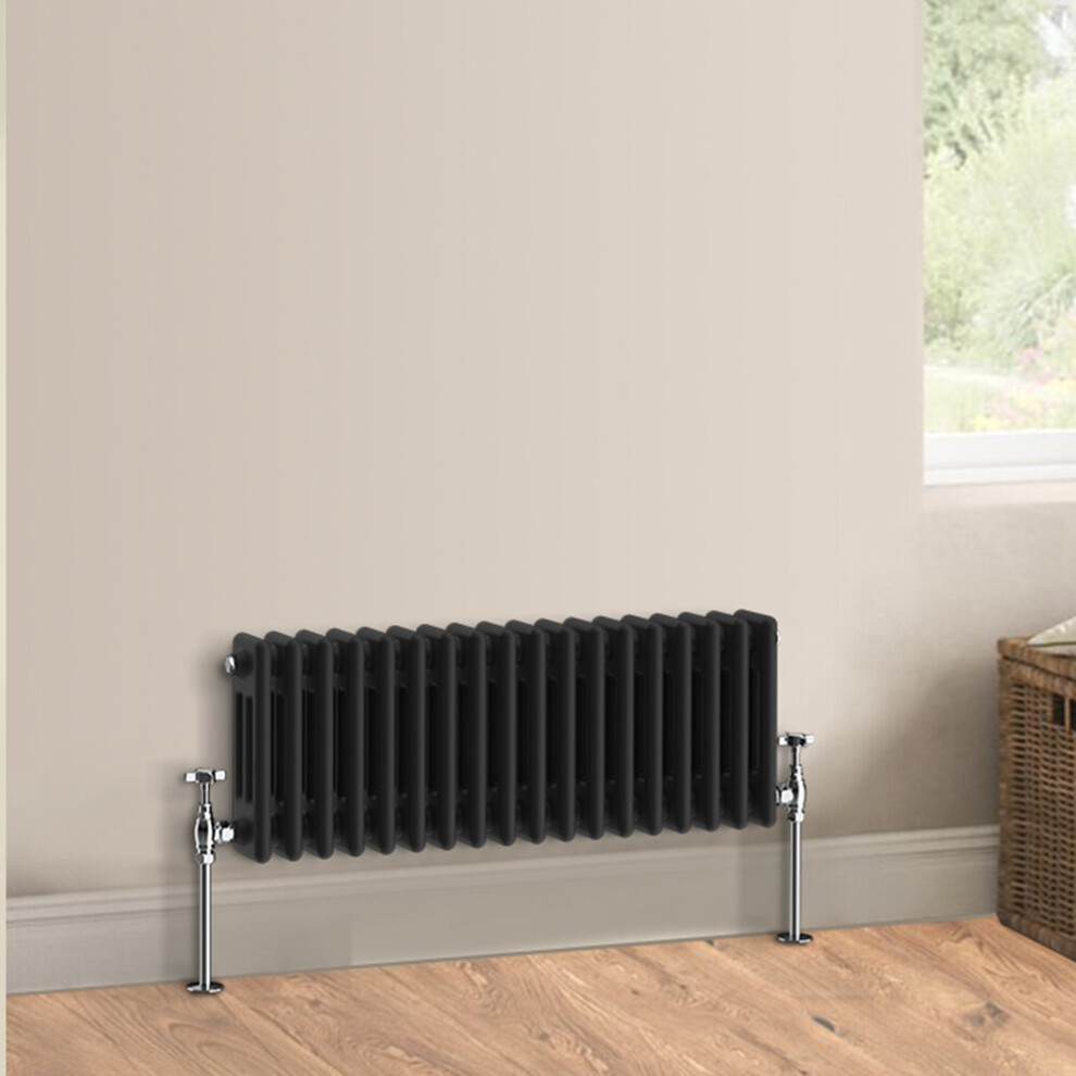 (300 x 832mm - Triple) Warmehaus Traditional Cast Iron Style Black Radiator Perfect for Bathrooms, Kitchen, Living Room Double Column Horizontal