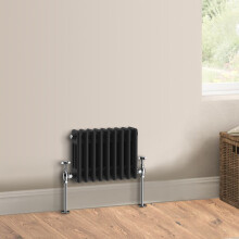 (300 x 427mm - Triple) Warmehaus Traditional Cast Iron Style Black Radiator Perfect for Bathrooms, Kitchen, Living Room Double Column Horizontal