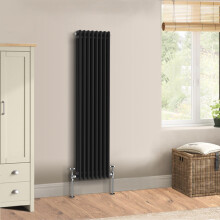 (1500 x 382mm - Triple) Warmehaus Traditional Cast Iron Style Black Radiator Perfect for Bathrooms, Kitchen, Living Room Double Column Horizontal