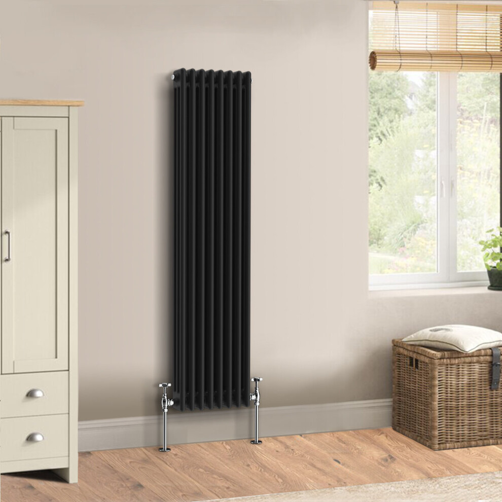 (1500 x 382mm - Triple) Warmehaus Traditional Cast Iron Style Black Radiator Perfect for Bathrooms, Kitchen, Living Room Double Column Horizontal