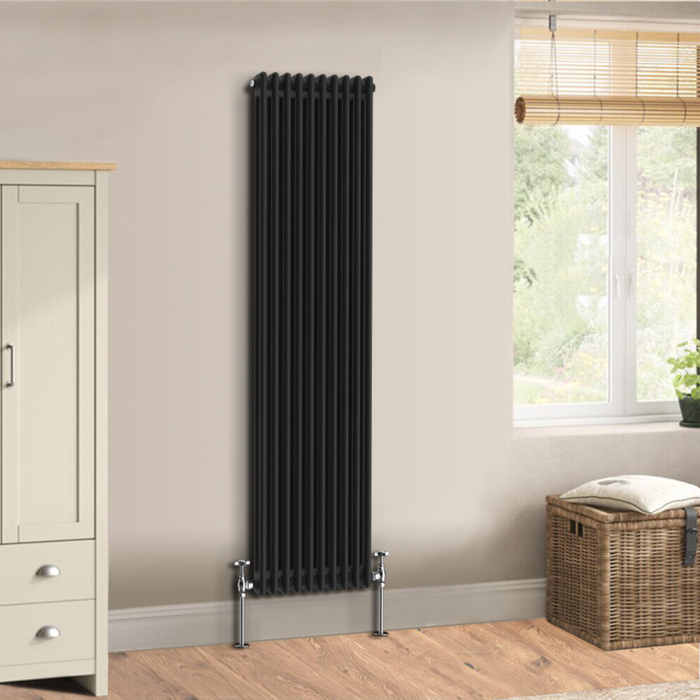 (1800 x 470mm - Double) Warmehaus Traditional Cast Iron Style Black Radiator Perfect for Bathrooms, Kitchen, Living Room Double Column Horizontal