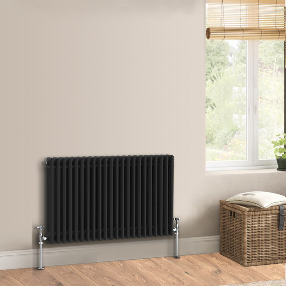 (600 x 1012mm - Triple) Warmehaus Traditional Cast Iron Style Black Radiator Perfect for Bathrooms, Kitchen, Living Room Double Column Horizontal