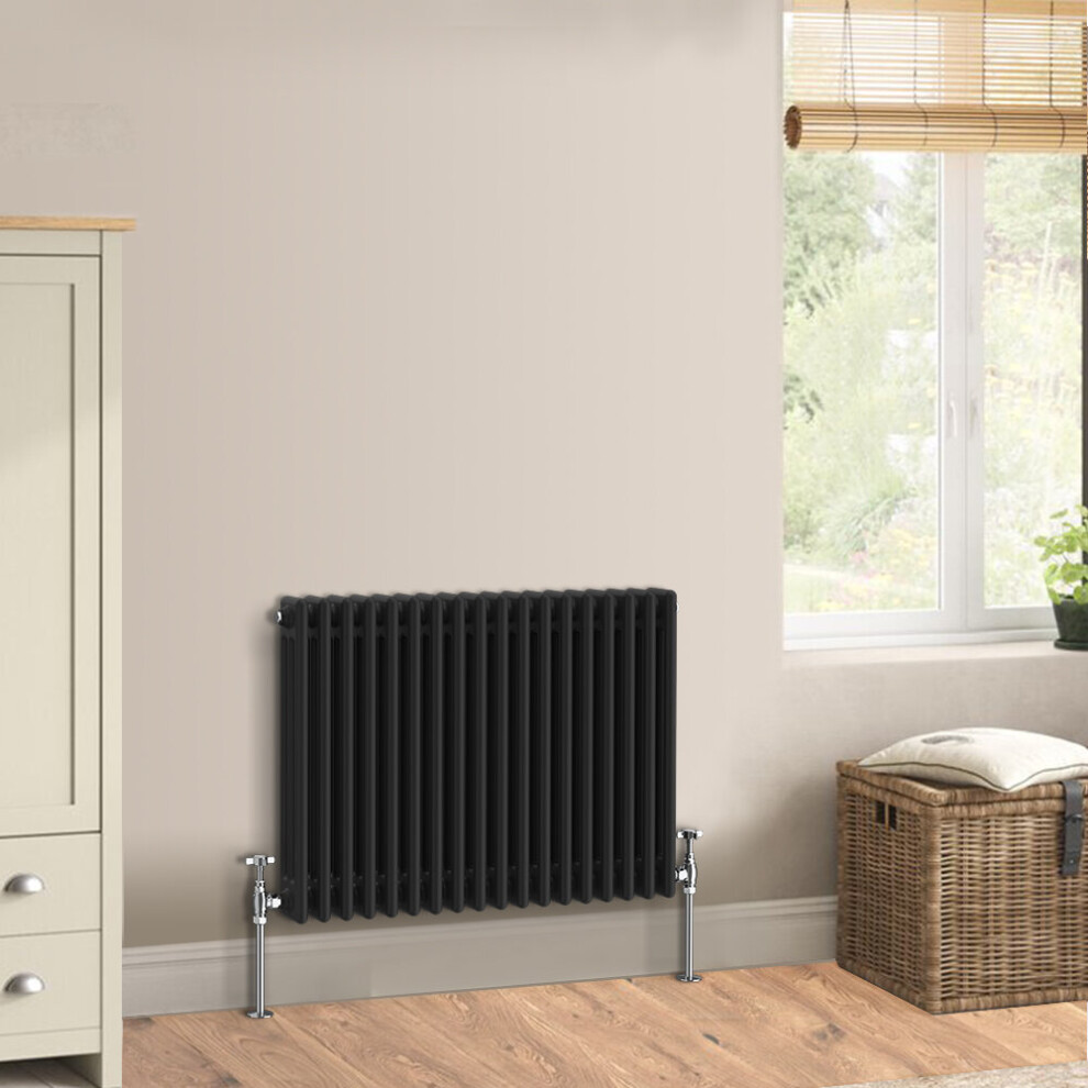 (600 x 832mm - Triple) Warmehaus Traditional Cast Iron Style Black Radiator Perfect for Bathrooms, Kitchen, Living Room Double Column Horizontal