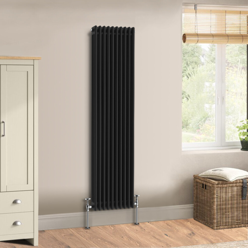 (1800 x 472mm - Triple) Warmehaus Traditional Cast Iron Style Black Radiator Perfect for Bathrooms, Kitchen, Living Room Double Column Horizontal