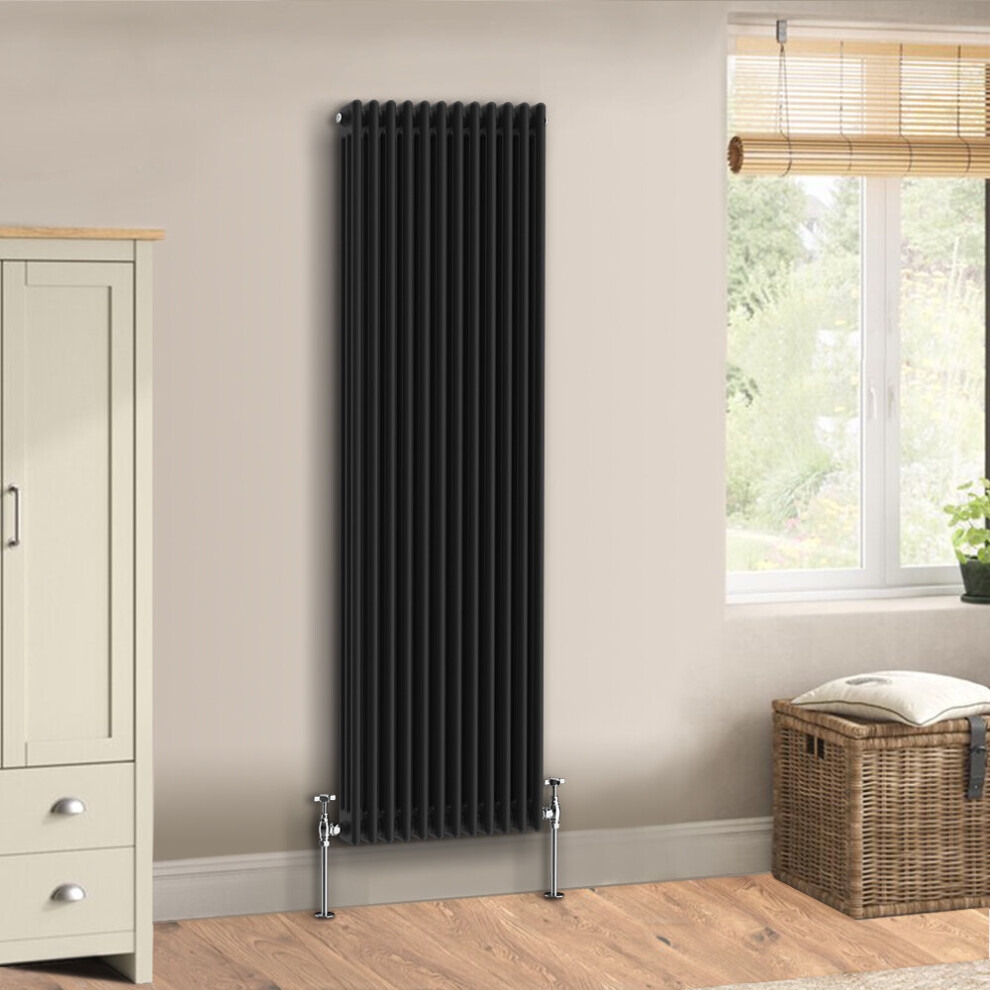 (1800 x 562mm - Triple) Warmehaus Traditional Cast Iron Style Black Radiator Perfect for Bathrooms, Kitchen, Living Room Double Column Horizontal