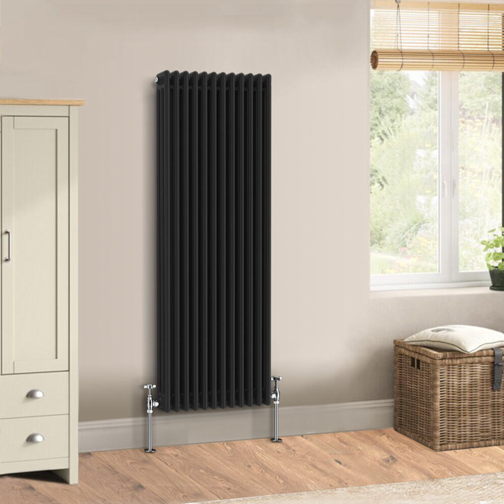 (1500 x 562mm - Triple) Warmehaus Traditional Cast Iron Style Black Radiator Perfect for Bathrooms, Kitchen, Living Room Double Column Horizontal