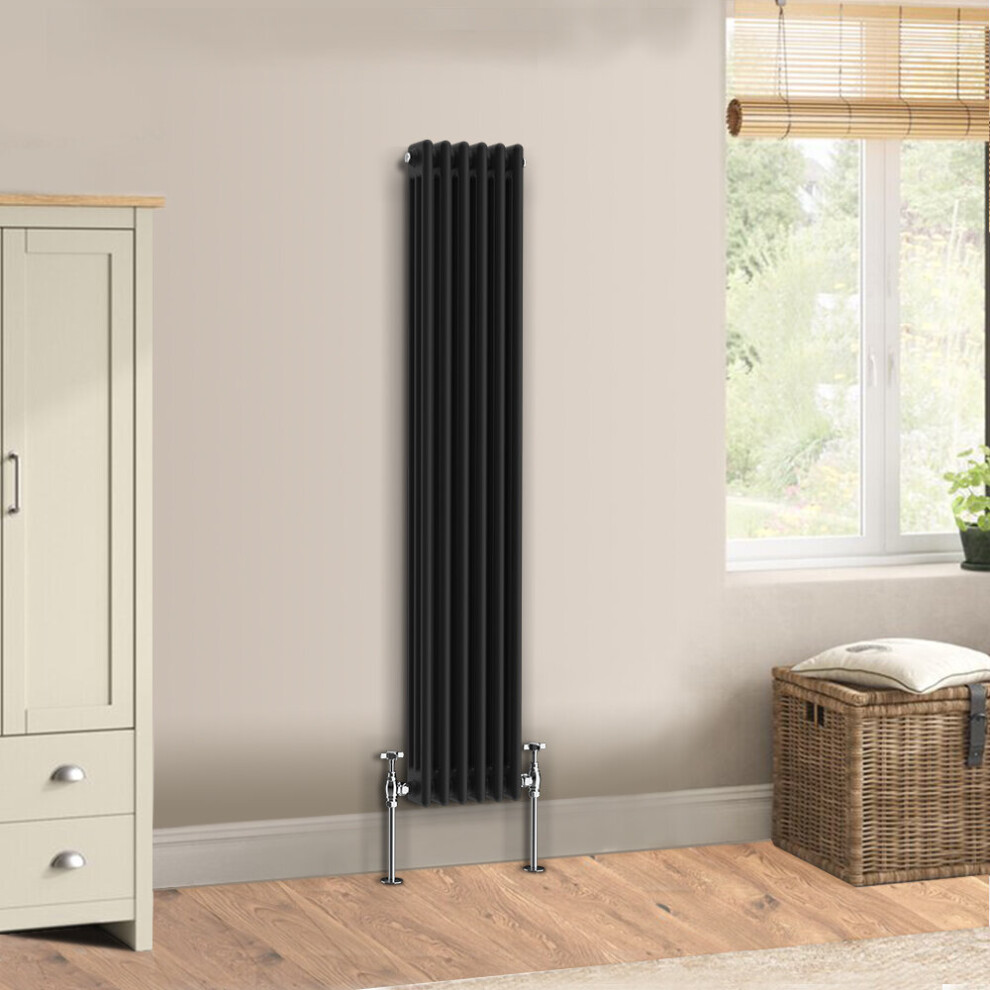 (1500 x 292mm - Triple) Warmehaus Traditional Cast Iron Style Black Radiator Perfect for Bathrooms, Kitchen, Living Room Double Column Horizontal