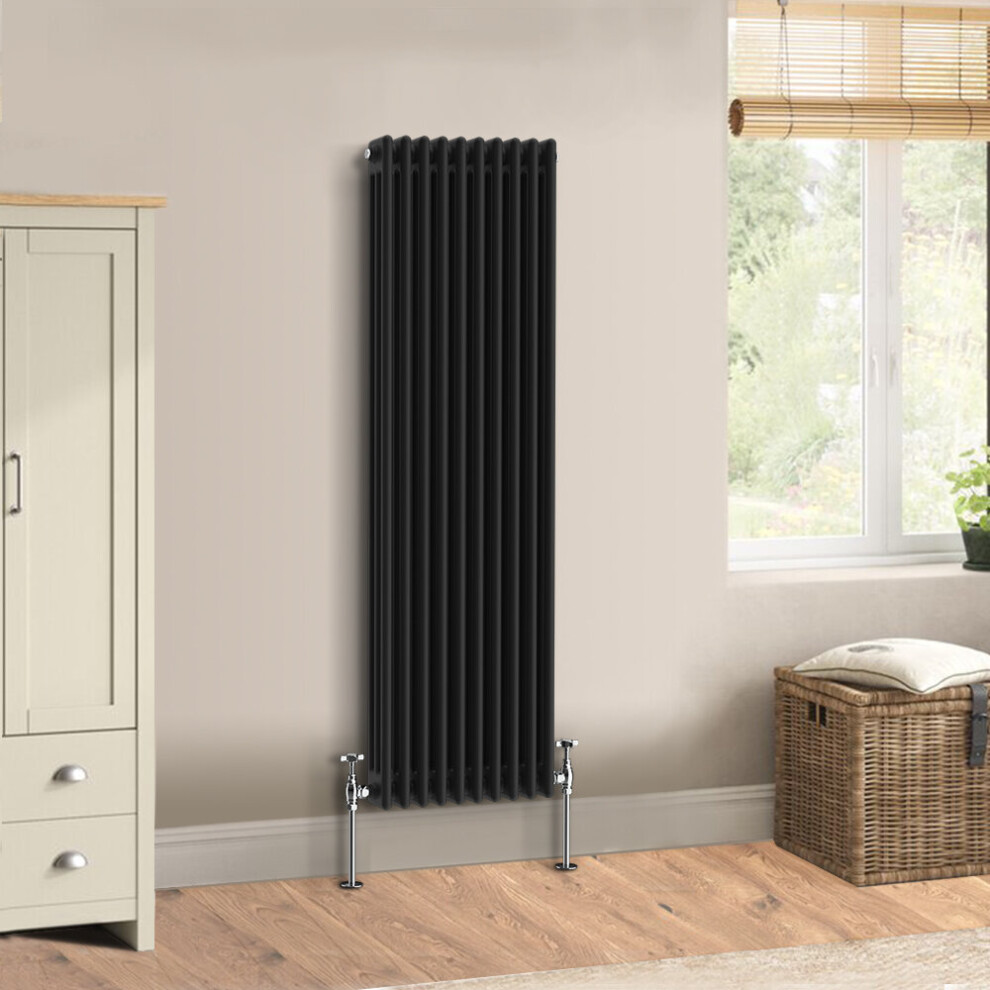 (1500 x 472mm - Triple) Warmehaus Traditional Cast Iron Style Black Radiator Perfect for Bathrooms, Kitchen, Living Room Double Column Horizontal