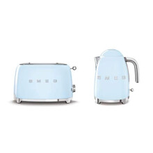 Smeg KLF03PBUK Kettle and TSF01PBUK 2 Slice Toaster Set in Pastel Blue