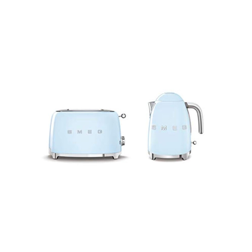 Smeg KLF03PBUK Kettle and TSF01PBUK 2 Slice Toaster Set in Pastel Blue