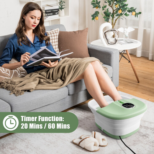 Costway Folding Foot Bath Massage w/Heat Foot Spa Basin w/Remote Control 1