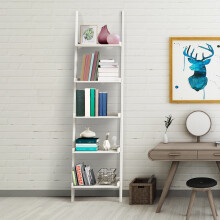 5 Tier Wooden Leaning Ladder Shelf Unit Bookcase Display Wall Rack