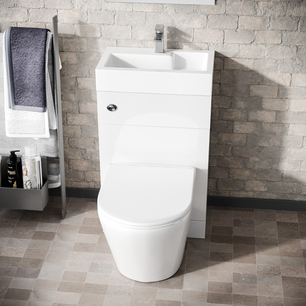 Debra 2 in 1 Compact Basin and Back To Wall Toilet Combo Space Save Cloakroom