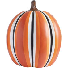 (Striped) Yard Pumpkins Inflatable Decorated Halloween Inflatables Pumpkin Decorations with LED Light Blow Up Halloween Pumpkin Ornaments Holiday Ornaments