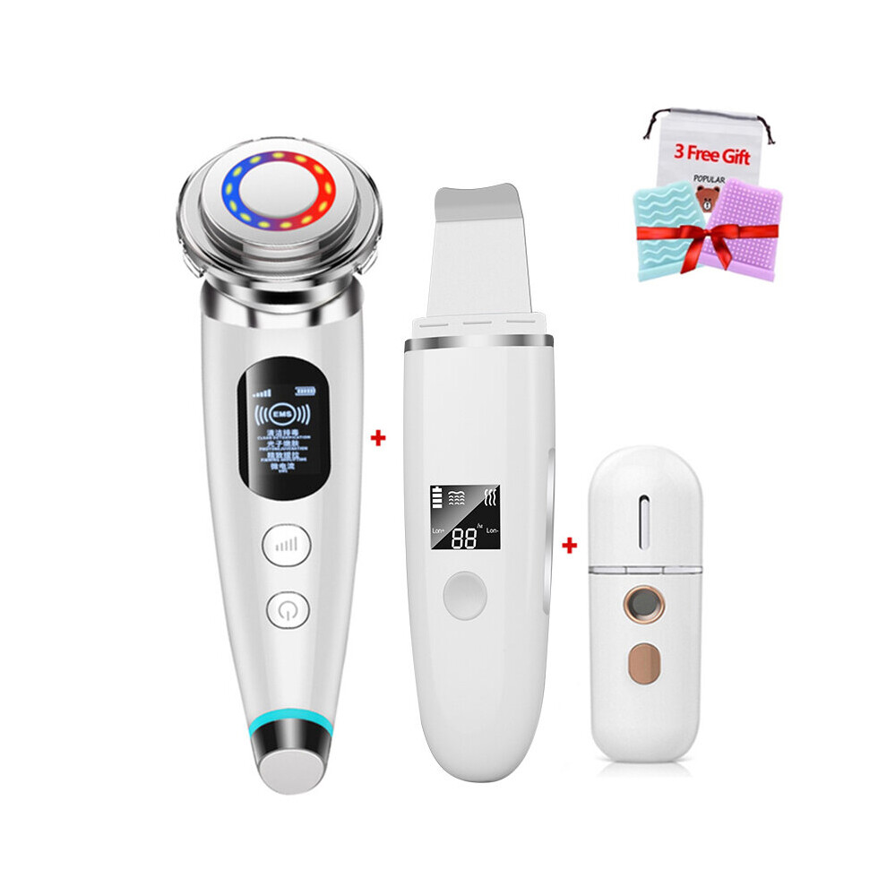 Gacloz Red ( 3Pcs Set ) Ems Massager Ultrasonic Scrubber Blackhead Remover
