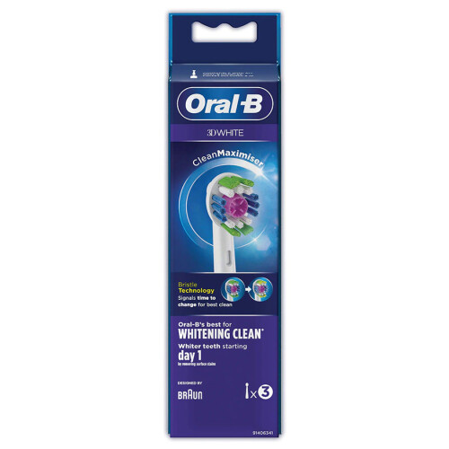 Oral-B Oral-B 3D White Brush Head with Clean Maximiser - 3 Counts