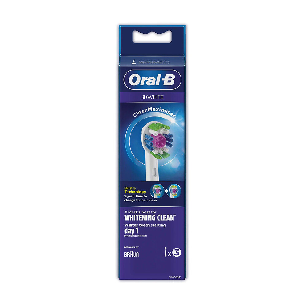 Oral-B 3D White Brush Head with Clean Maximiser - 3 Counts