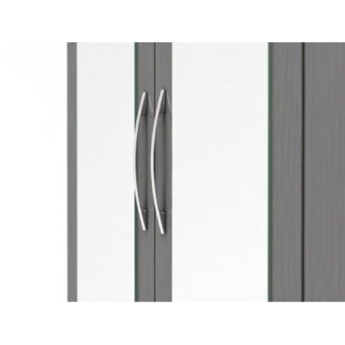 Nevada 3 Door 2 Drawer Mirrored Wardrobe 3D Effect Grey 2