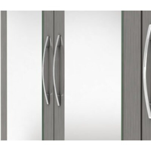 Nevada 4 Door 2 Drawer Mirrored Wardrobe 3D Effect Grey 2