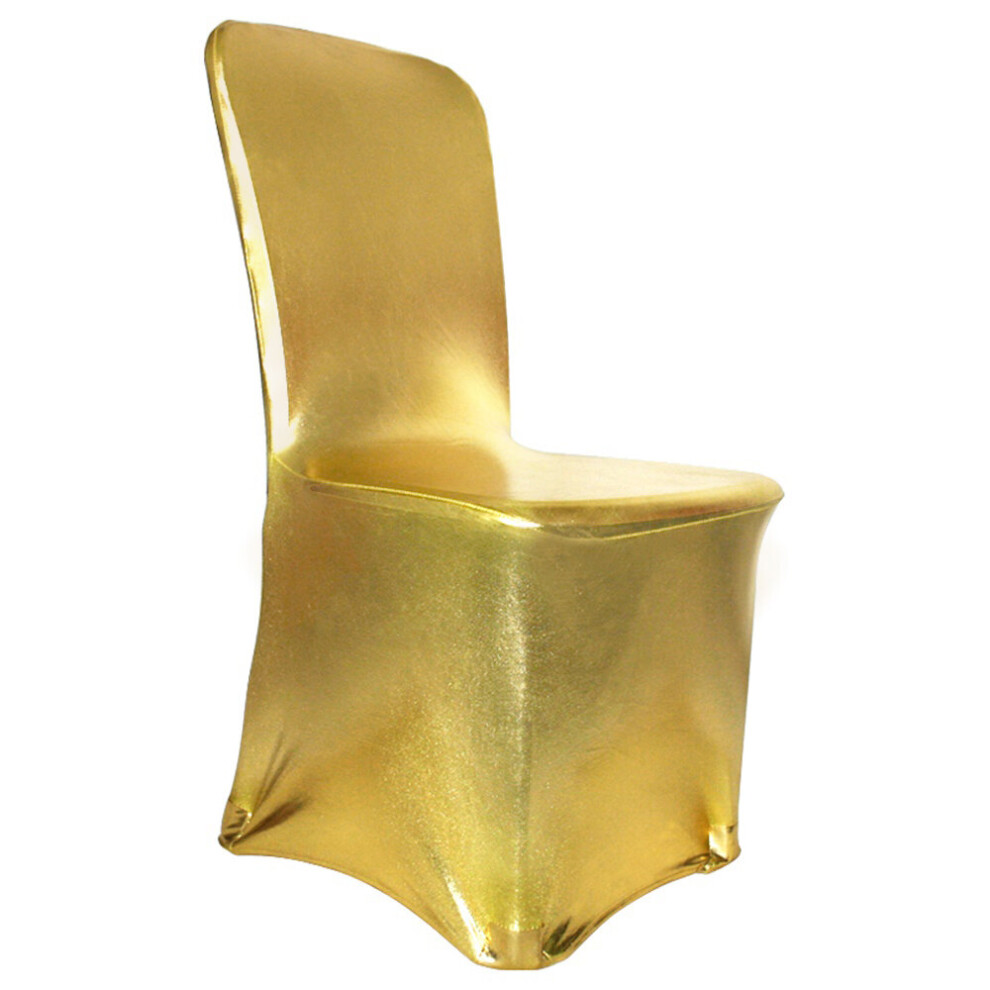 (Metal Gold, 1PC) Time to Sparkle Metal Gilding Chair Cover Glitter Bronzing Elastic Spandex Universal Stretch Party