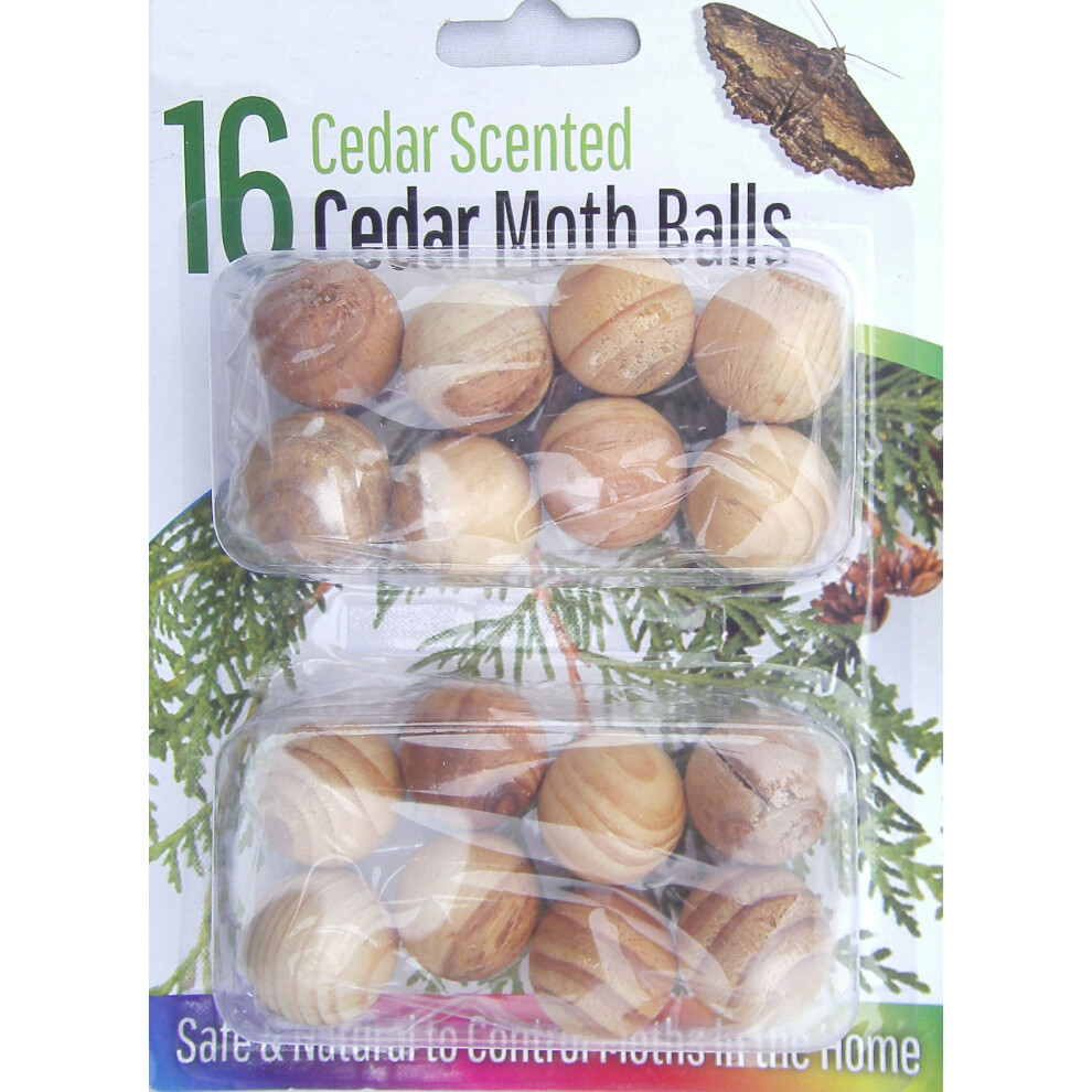 (Cedar) 16pc Cedar Wood Moth Balls Natural Repellent Musty