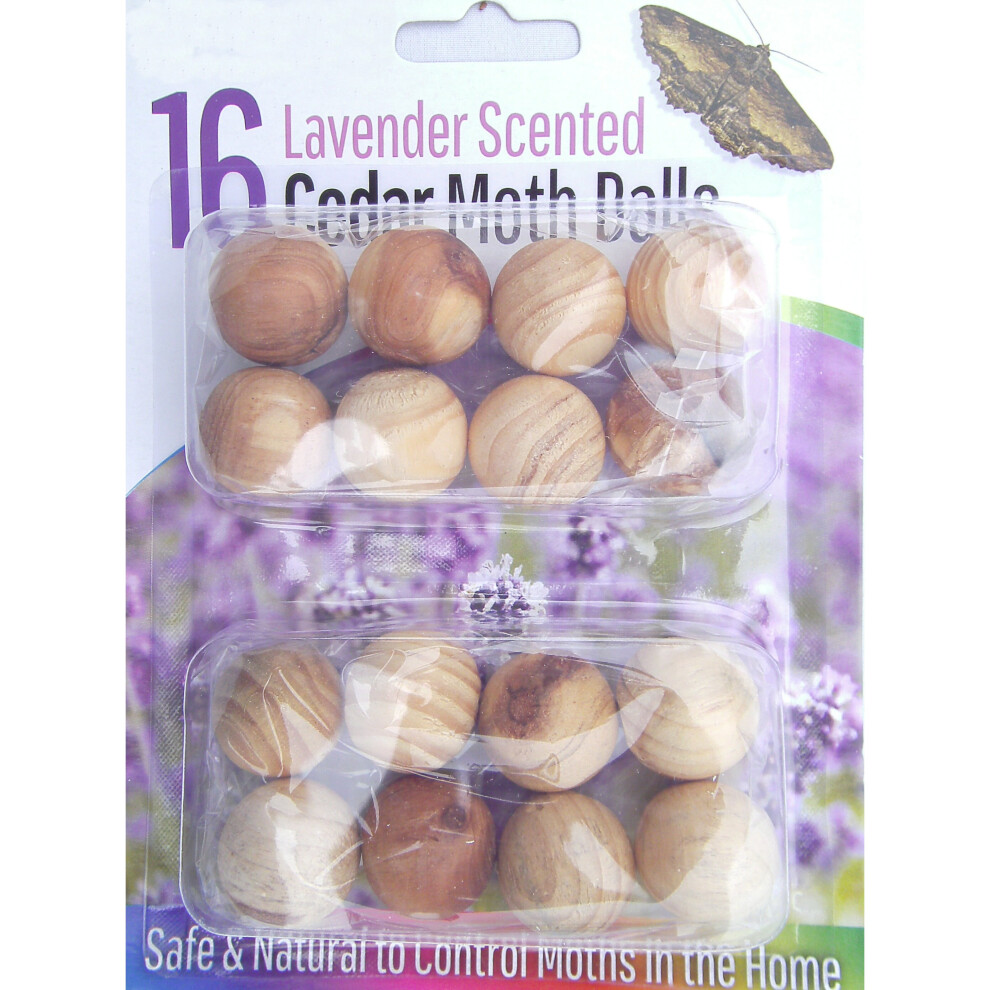 Rysons (Lavender) 16Pc Cedar Wood Moth Balls Natural Repellent Musty