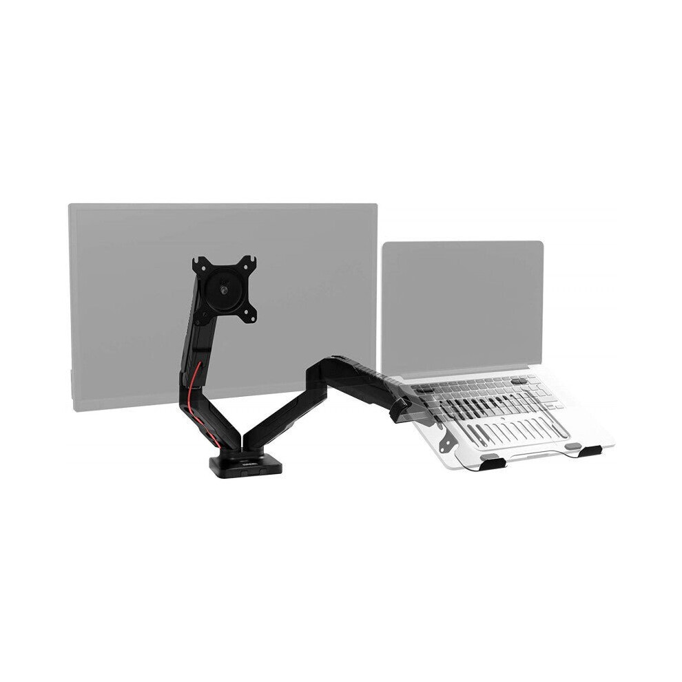 Duronic Dmdcl1x1 Dual Monitor Stand For 13-24Â Pc Screen & Laptop, Up To 6.5Kg, Gas-Powered Arms, Adjustable Height/Tilt/Swivel/Rotation (Black) Black 5060184209861