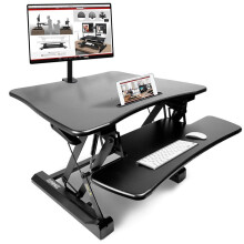 Duronic DM05D3 Sit-Stand Workstation, 73x59cm Desk Platform, Height Adjustable Desktop 15-50cm, Ergonomic Desktop Table Converter (black)
