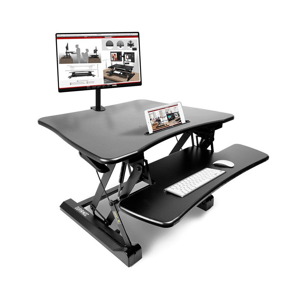 Duronic DM05D3 Sit-Stand Workstation, 73x59cm Desk Platform, Height Adjustable Desktop 15-50cm, Ergonomic Desktop Table Converter (black)-image-OPC-P9RBHV6-NEW