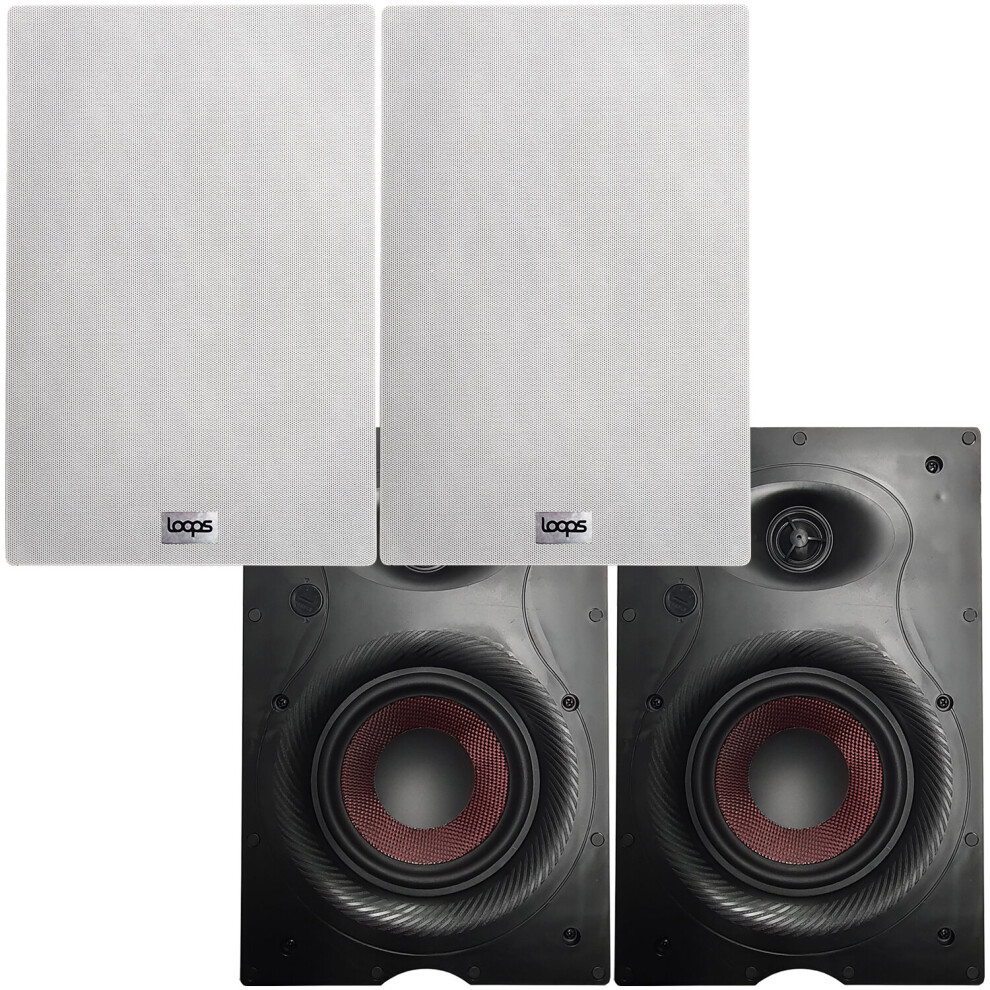 2x Pair Loops 140W 6.5" Low Profile In-Wall Speaker - 8 Ohm - Ultra Slim Recessed