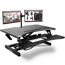 Duronic DM05D16 Sit-Stand Workstation, 77x50cm Desk Platform, Height Adjustable Desktop 12-43cm, Ergonomic Desktop Table Converter (black)