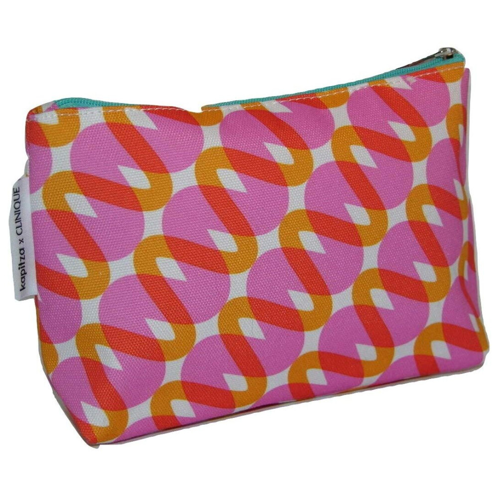 Kapitza Clinique Pink Orange and White makeup cosmetics bag