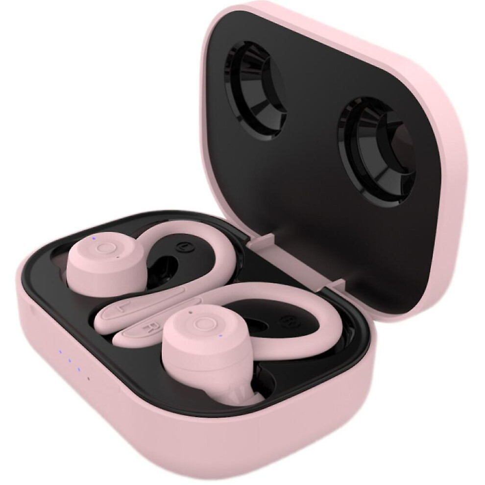 (Pink) Wireless Bluetooth Earphone Hanging Ear Headset Waterproof Sweatproof Earbuds Pink