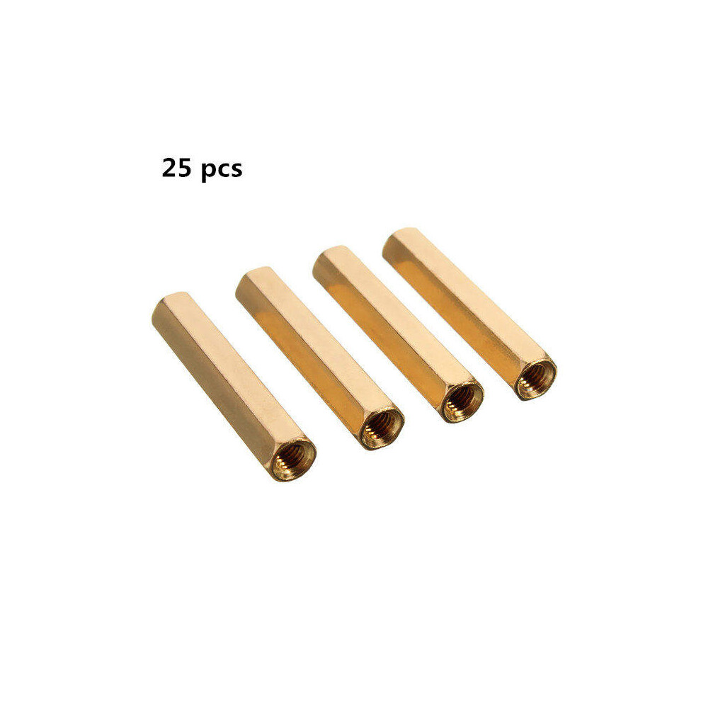 25 pcs M3 Female Thread Hexagon Isolation Column Brass Standoff Spacer