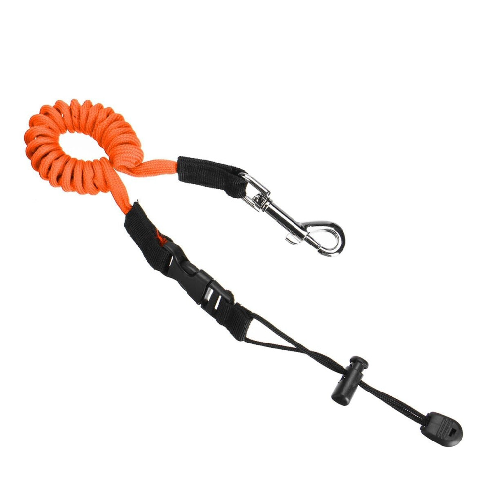 (Orange) Portable Safety Kayak Canoe Boat Paddle Leash Elastic Fishing Rod Coiled Lanyard Tie Rope