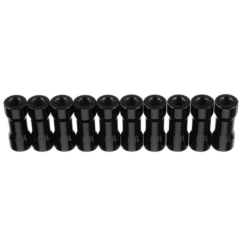 (Black) M3AS10 10Pcs M3 10mm Aluminum Alloy Standoff Spacer Round Column MultiColor Smooth Surface