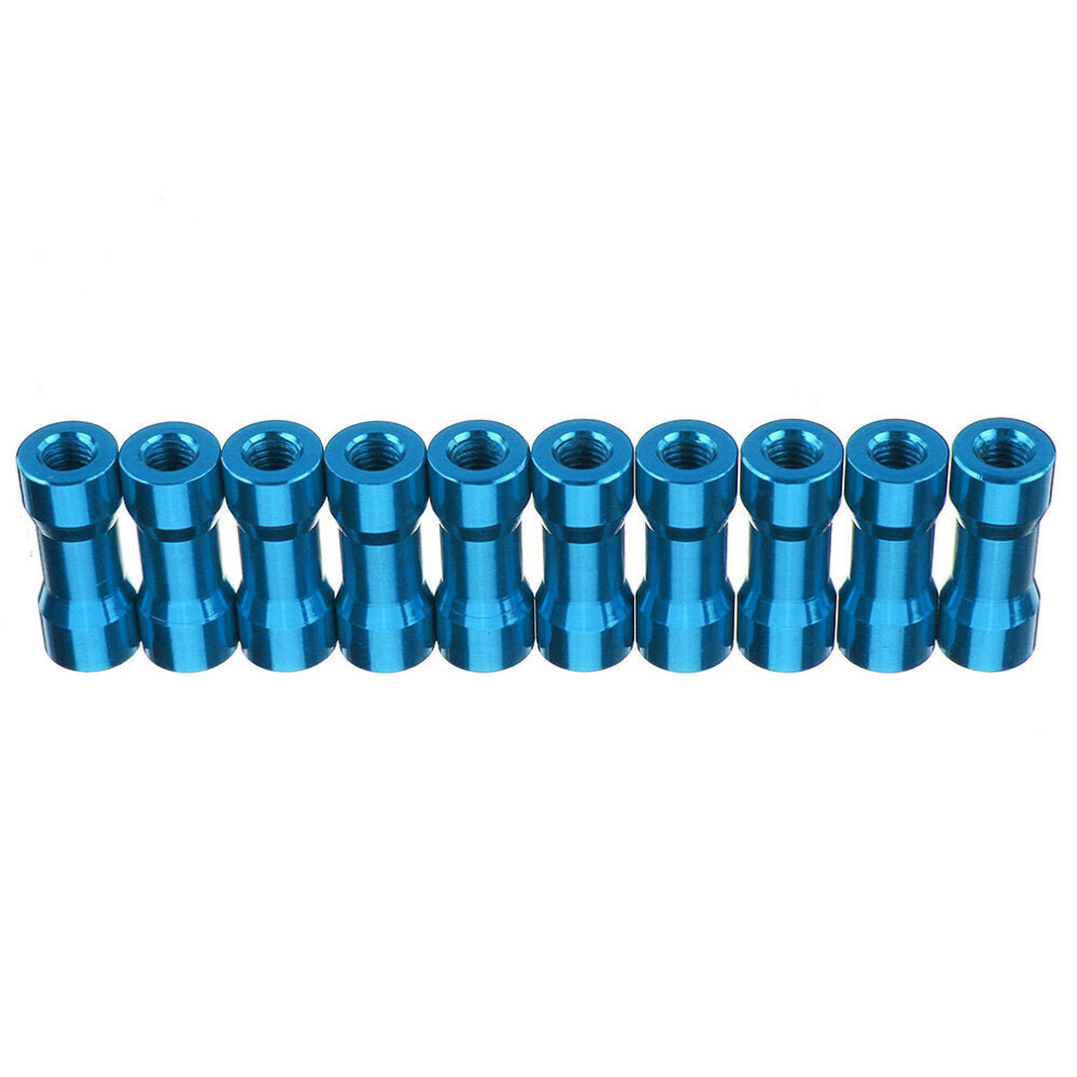 (Light Blue) M3AS10 10Pcs M3 10mm Aluminum Alloy Standoff Spacer Round Column MultiColor Smooth Surface