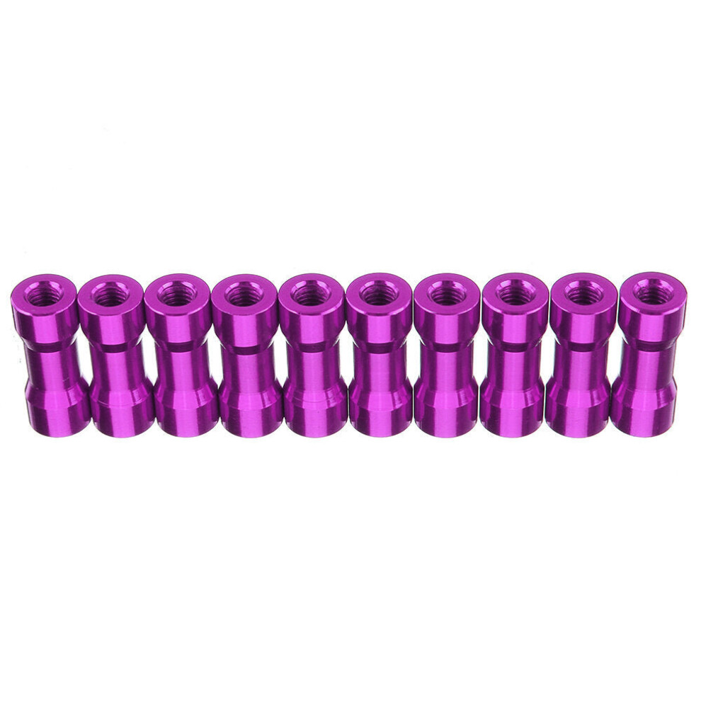 (Purple) M3AS10 10Pcs M3 10mm Aluminum Alloy Standoff Spacer Round Column MultiColor Smooth Surface